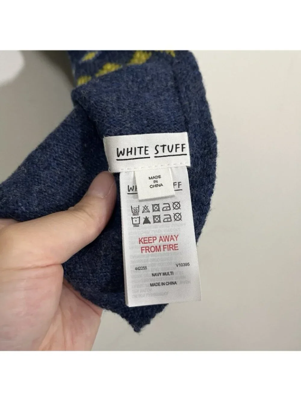 White Stuff Thick Warm Soft 80% Wool Blend Fairisle Scarf Blue 74